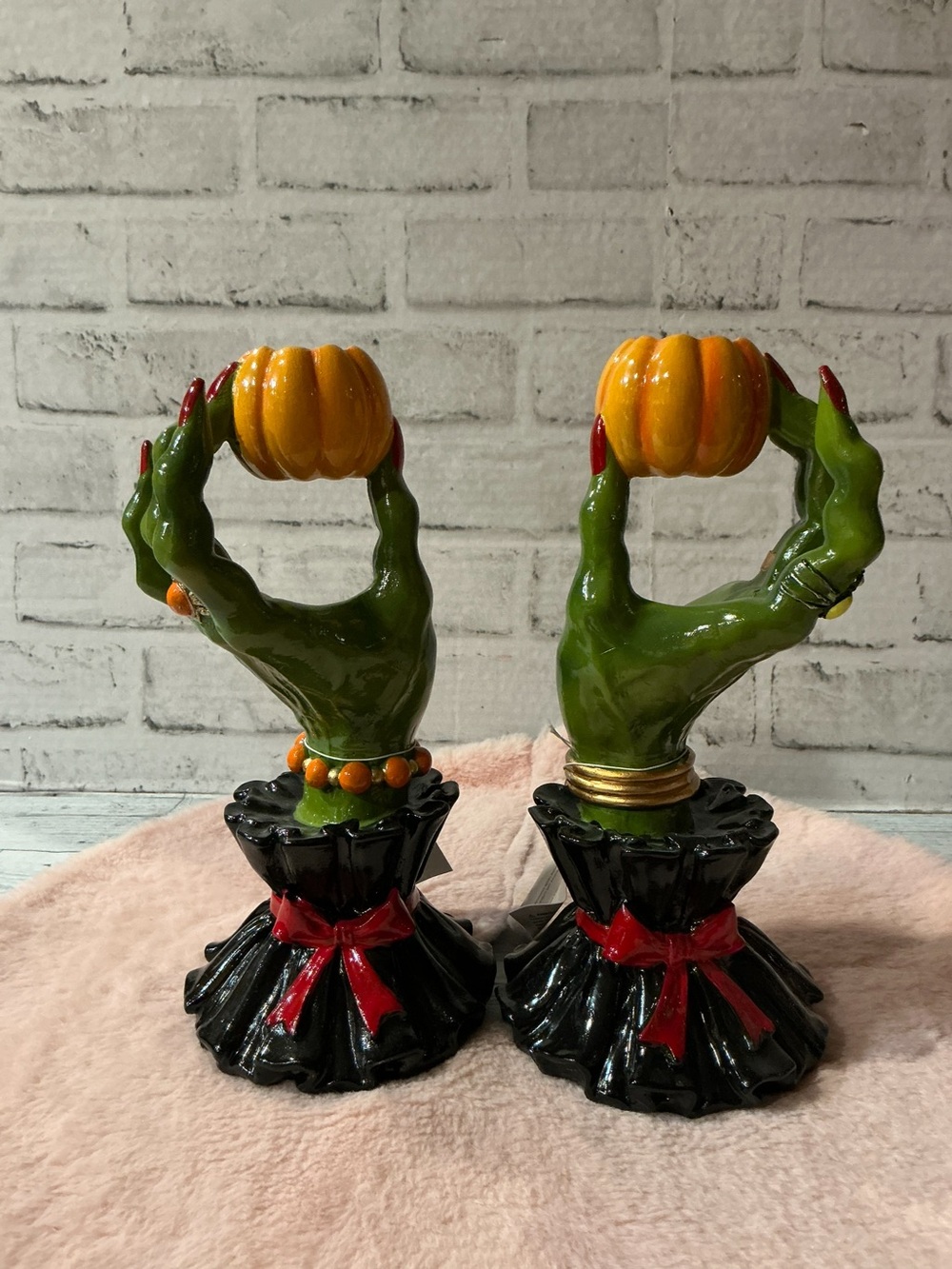BROOMSTICK BLVD Set Of 2 Witch Hand Halloween Candle Holders